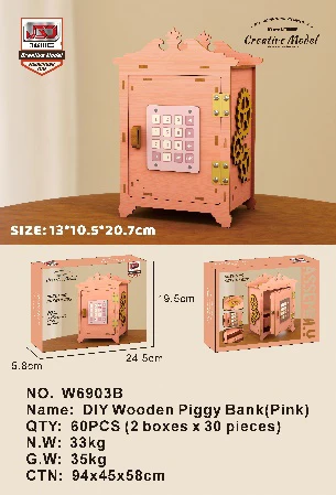 DIY Wooden Pink Piggy Bank