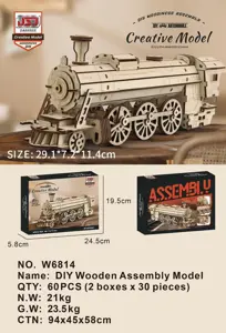 DIY Wooden Assembled Train Locomotive