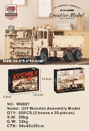 DIY Wooden Assembled Pull-Back Construction Truck