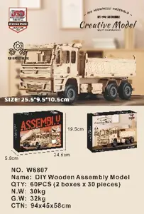 DIY Wooden Assembled Pull-Back Construction Truck