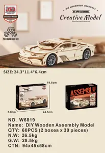 DIY Wooden Assembled Mercedes ONE Sports Car (Natural Wood Color)