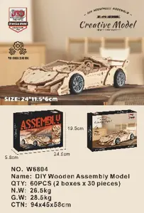 DIY Wooden Assembled Pull-Back Sports Car