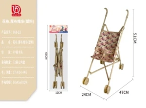 Green Leaf Floral Thick Fabric Stroller (Plastic)