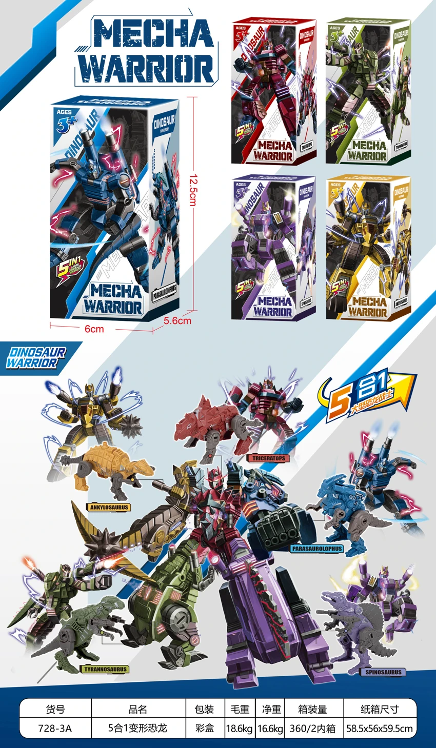 Transforming 5-in-1 Dinosaur Warrior