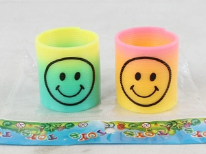 2 smiley face round rainbow rings