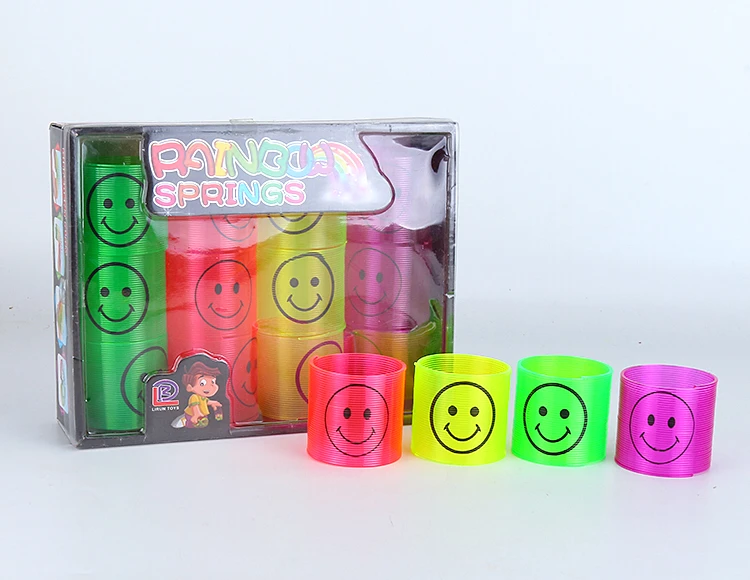 Four-Color Transparent Printed Smiley Face Rainbow Rings