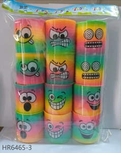 No. 3, 6 Emoji Designs Rainbow Rings, 12 Pieces per Pack