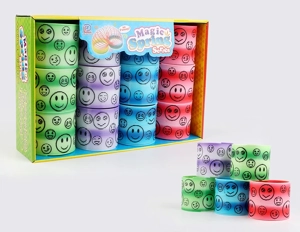 4-Color Gradient Smiley Face Rainbow Rings
