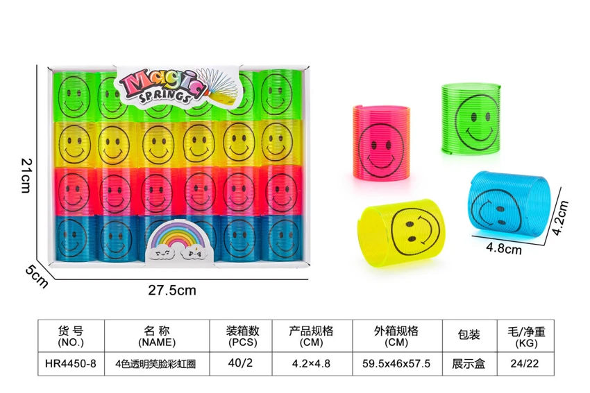 4-Color Transparent Smiley Face Rainbow Rings
