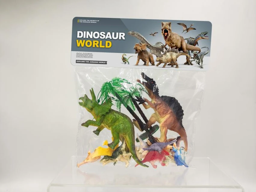 2 6.5-inch dinosaurs with 12 small dinosaurs