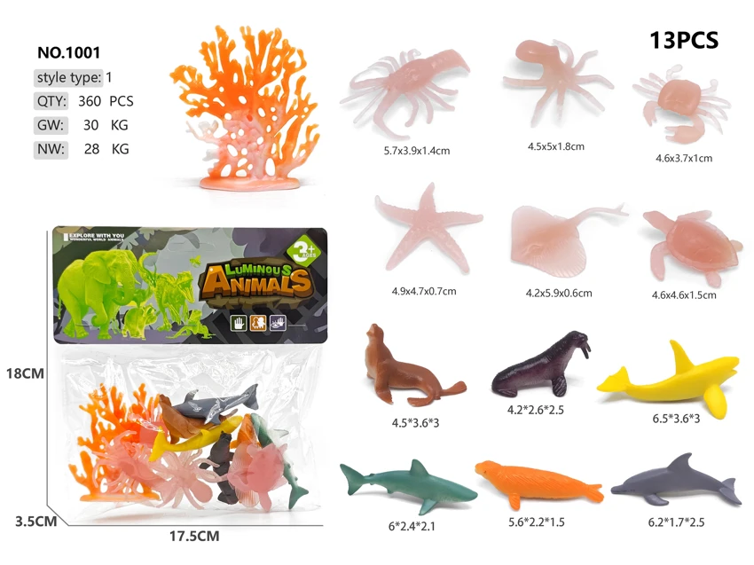 6 Glowing Red 6 Ocean Animals