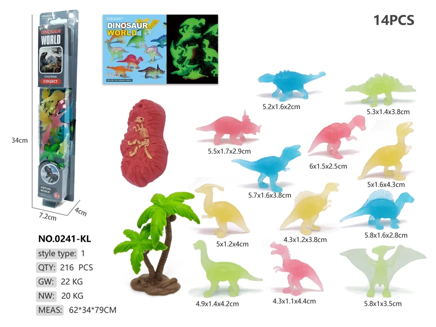 12 Glow-in-the-Dark Dinosaur Pegboards