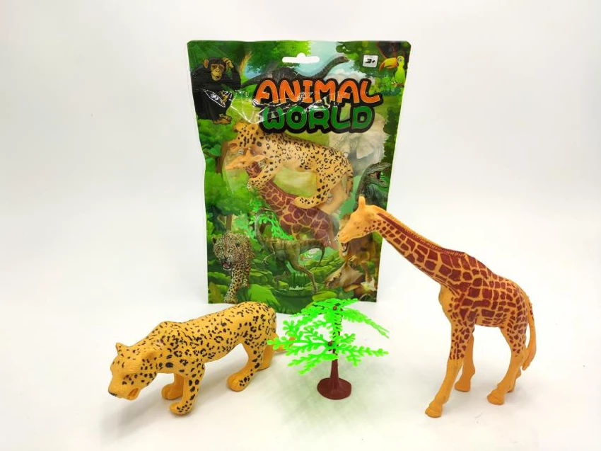 Tiger, giraffe wild animals 3-piece set (including accessories)