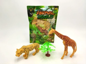 Tiger, giraffe wild animals 3-piece set (including accessories)