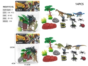 3 dinosaur and 6 insect scenes
