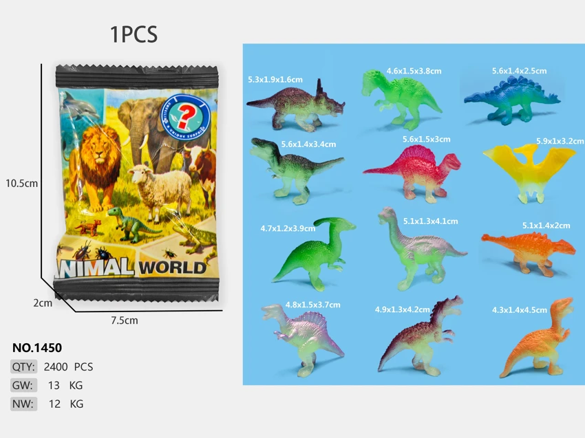 Spray painted glow-in-the-dark dinosaur (12 mixed)