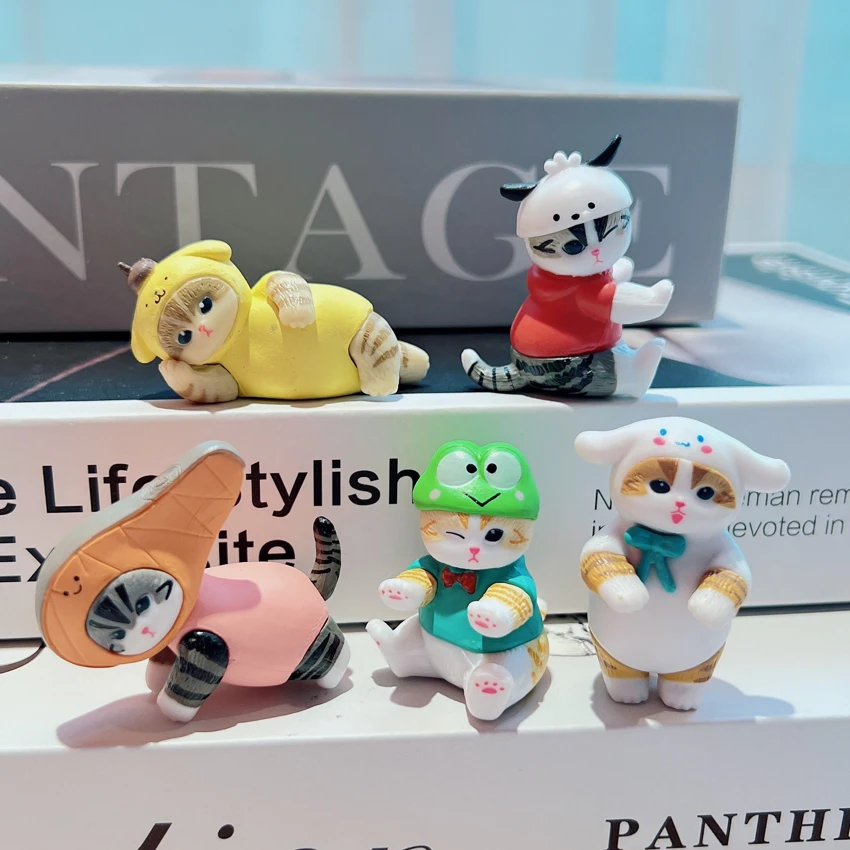 Pachao Dog and Cat 5-Piece Doll Set Cartoon Doll Figurine Small Doll PVC Doll Handheld Model