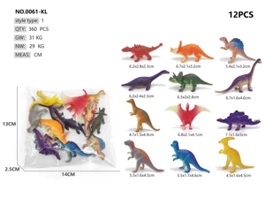 12 solid colorful dinosaurs