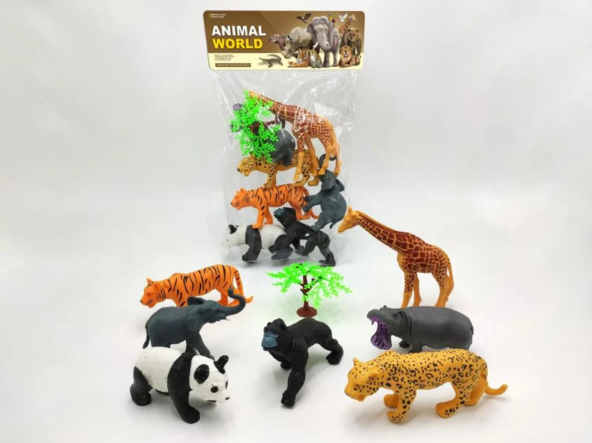 7 wild animals big panda 8-piece set (including accessories)