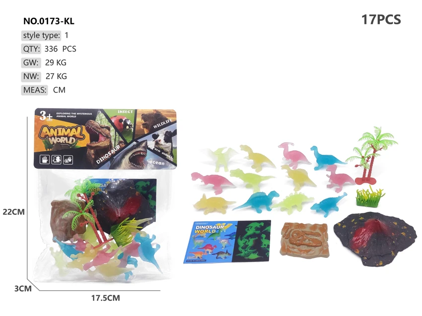 Glow-in-the-Dark Dinosaur Scene 17pcs