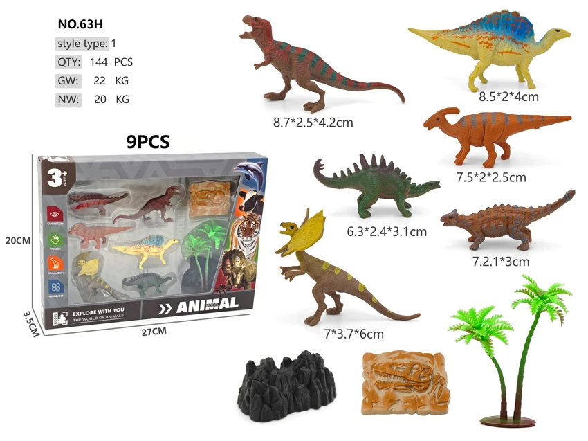 6 dinosaurs boxed C Ankylosaurus