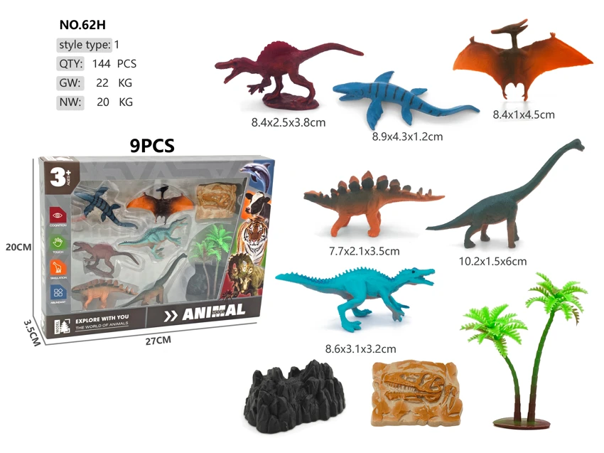 6 dinosaurs boxed Pterodactyl