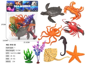7 ocean animals: turtle, crab, starfish