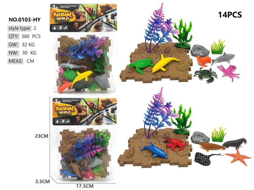 6 marine animal building block scenes