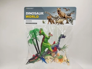 2 6.5-inch dinosaurs with 12 small dinosaurs