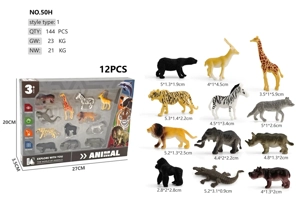 Box set of 12 wild animals