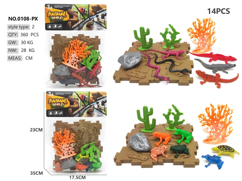 6 reptile building block scenes
