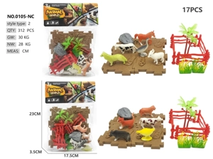 5 farm animal building block scenes