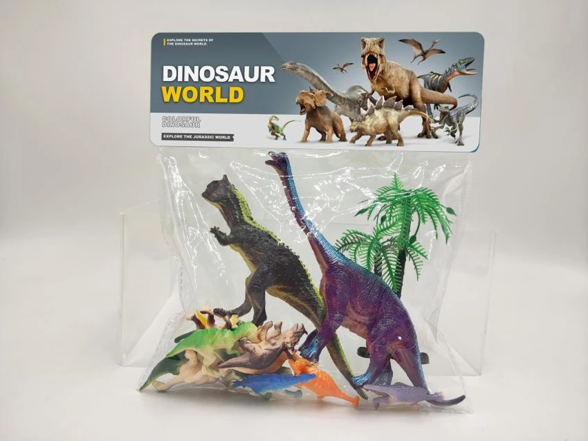 2 6.5-inch dinosaurs with 12 small dinosaurs
