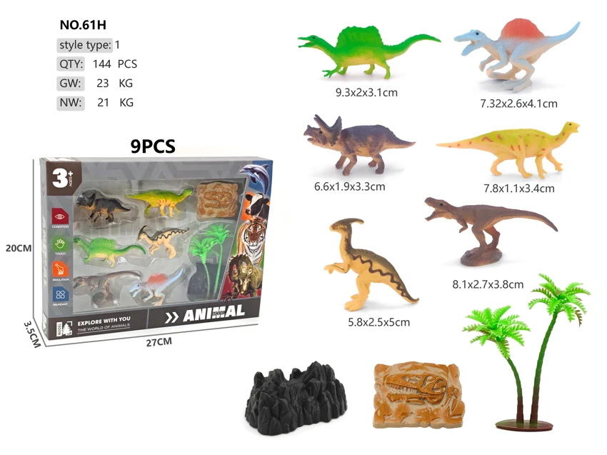 6 dinosaurs boxed A Triceratops