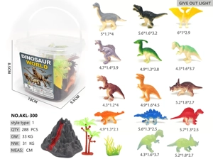 Small square bucket 12: 2 glow-in-the-dark small dinosaurs