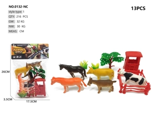 5 Farm Animals Fence Scene