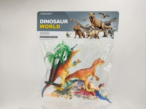 2 6.5-inch dinosaurs with 12 small dinosaurs