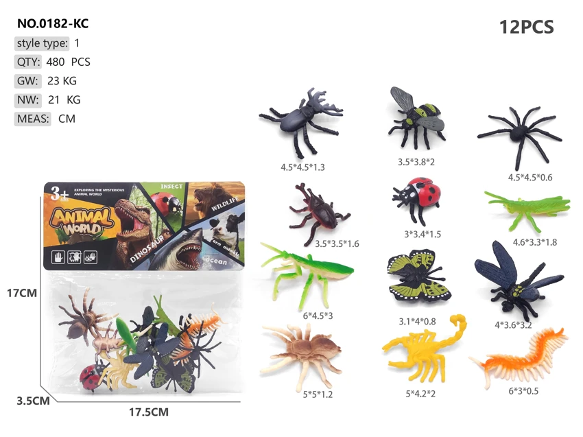 Solid PVC Insects 12pcs