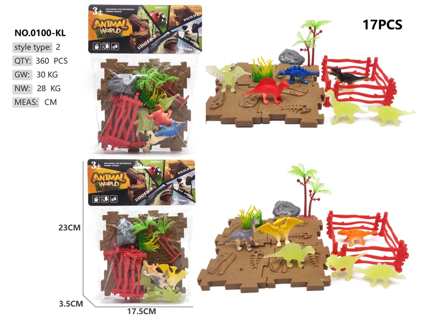 6 dinosaur building block scenes