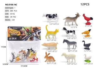 Solid PVC Farm Animals 12pcs