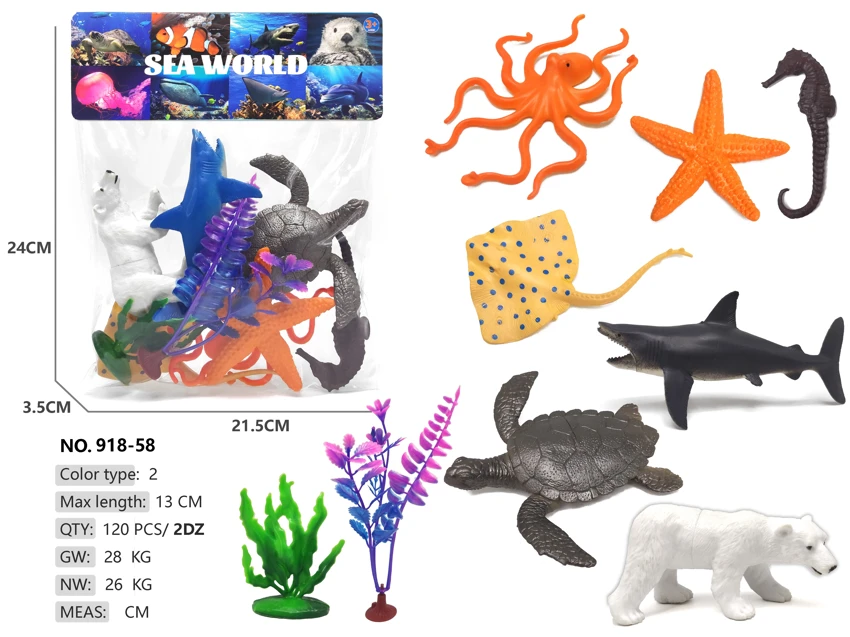 7 ocean animals: polar bear, turtle