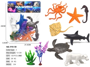 7 ocean animals: polar bear, turtle