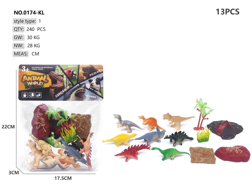 Solid PVC Dinosaur Scene 13pcs