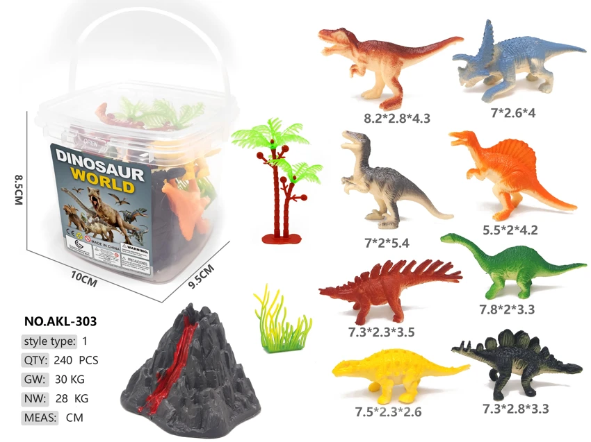 Small square bucket 8: spray-painted dinosaurs