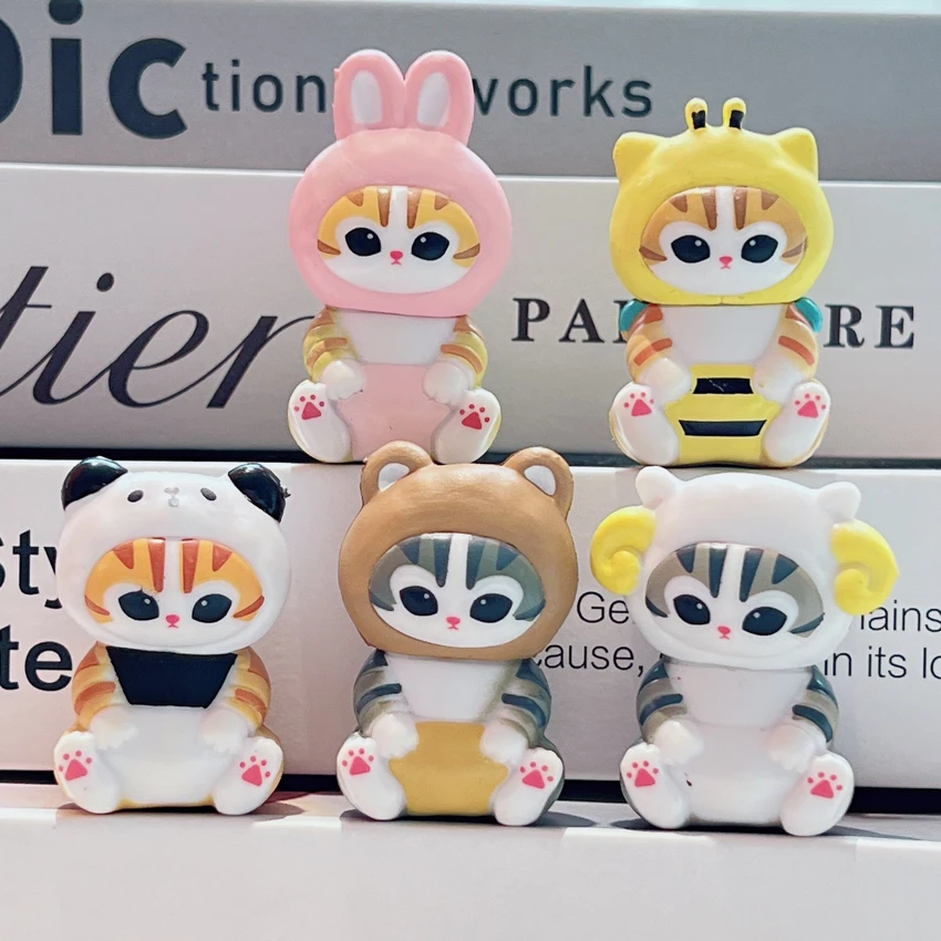 Fushan Cat 5-Piece Doll Set Cartoon Doll Figurine Small Doll PVC Doll Handheld Model