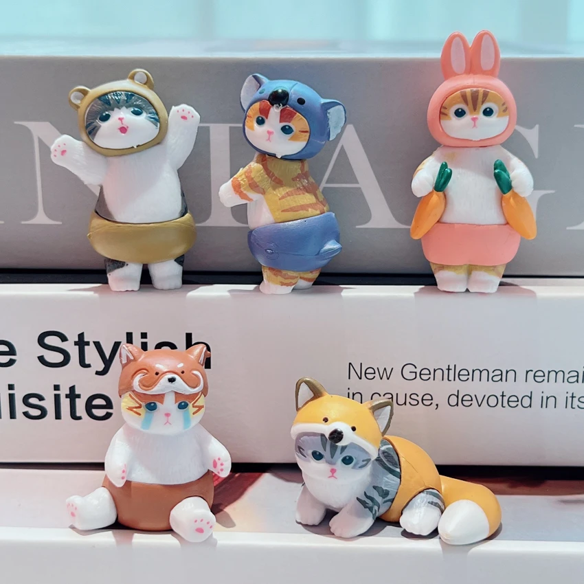 Dress-up Shark Cat 5-Piece Figurine Set Cartoon Figurine Decoration Small Doll Figurine PVC Figurine Handicraft Model