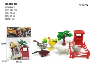 5 Farm Animals Fence Scene