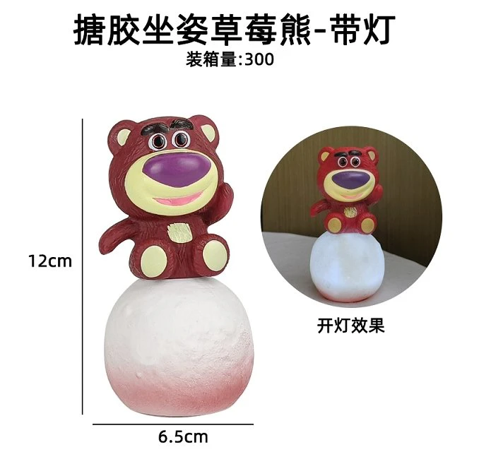 PVC Sitting Strawberry Bear - With Light