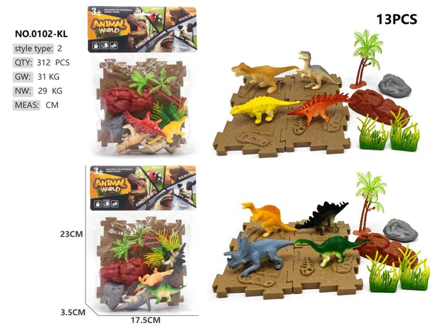 4 dinosaur building block scenes