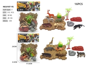 6 wild animal building block scenes